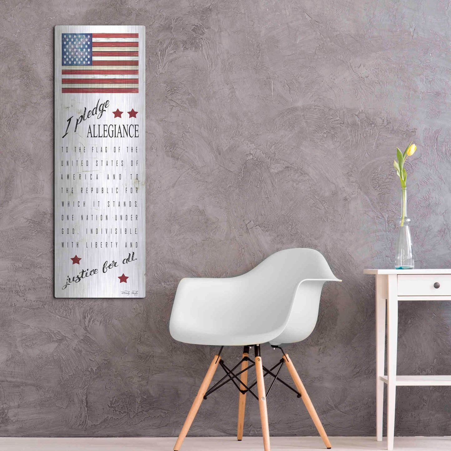 Luxe Metal Art 'I Pledge Allegiance' by Cindy Jacobs, Metal Wall Art,16x48