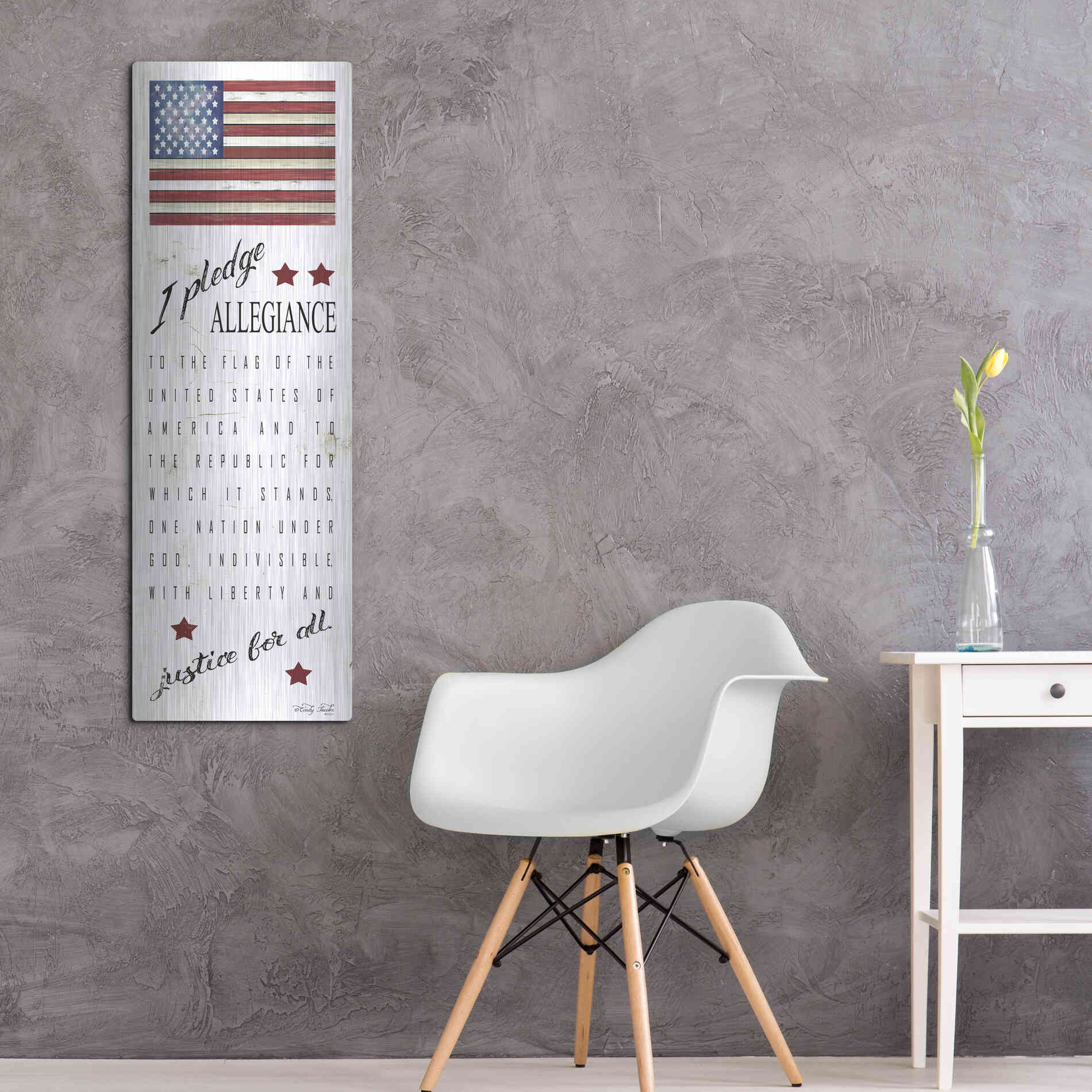 Luxe Metal Art 'I Pledge Allegiance' by Cindy Jacobs, Metal Wall Art,16x48