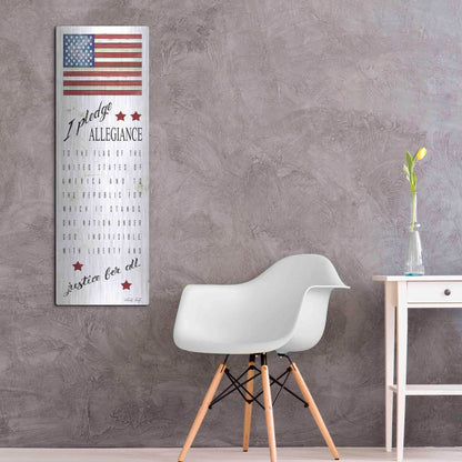 Luxe Metal Art 'I Pledge Allegiance' by Cindy Jacobs, Metal Wall Art,16x48