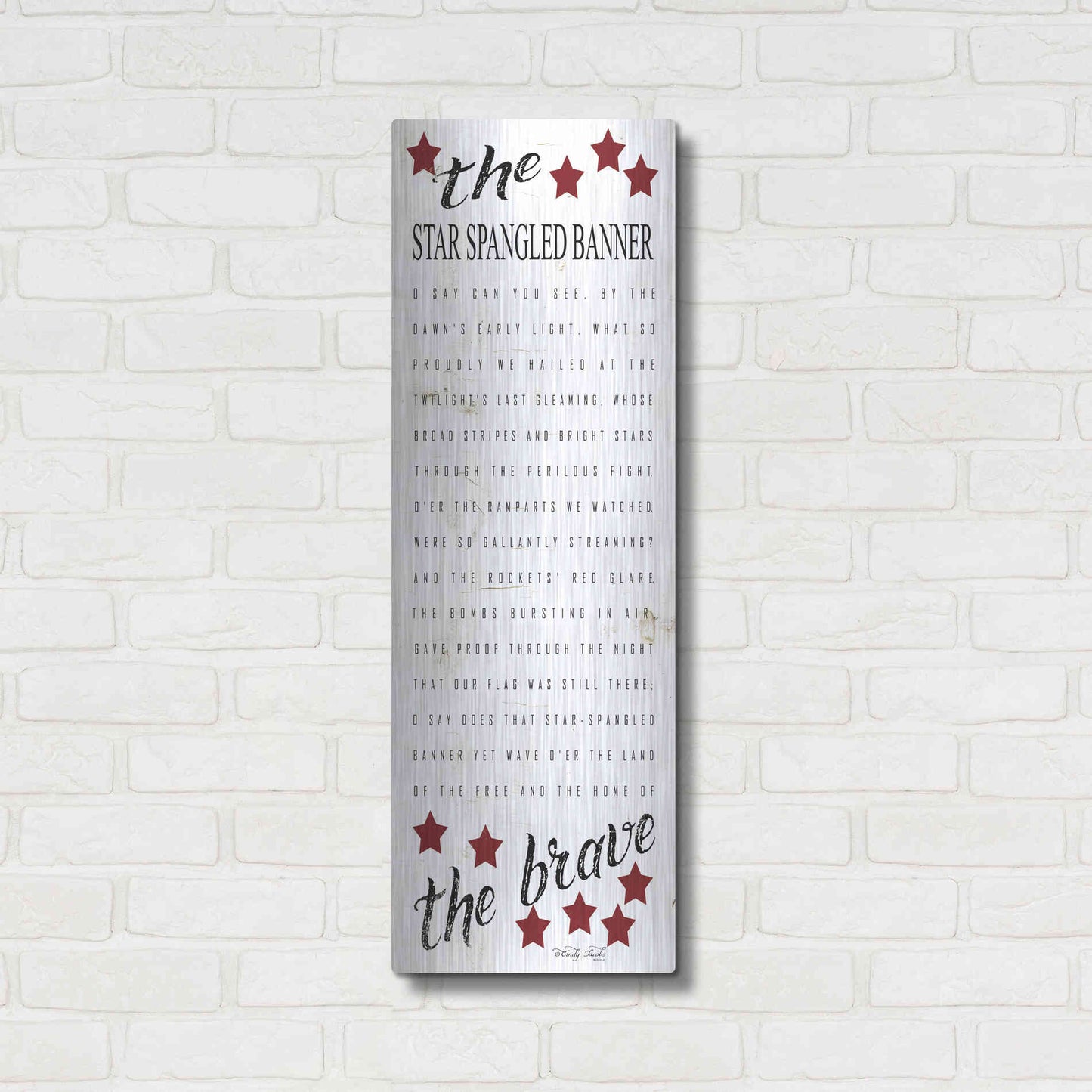 Luxe Metal Art 'The Star Spangled Banner' by Cindy Jacobs, Metal Wall Art,12x36