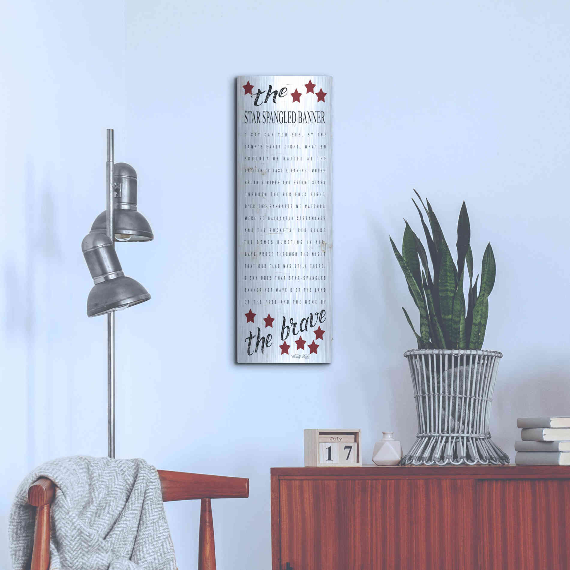 Luxe Metal Art 'The Star Spangled Banner' by Cindy Jacobs, Metal Wall Art,12x36