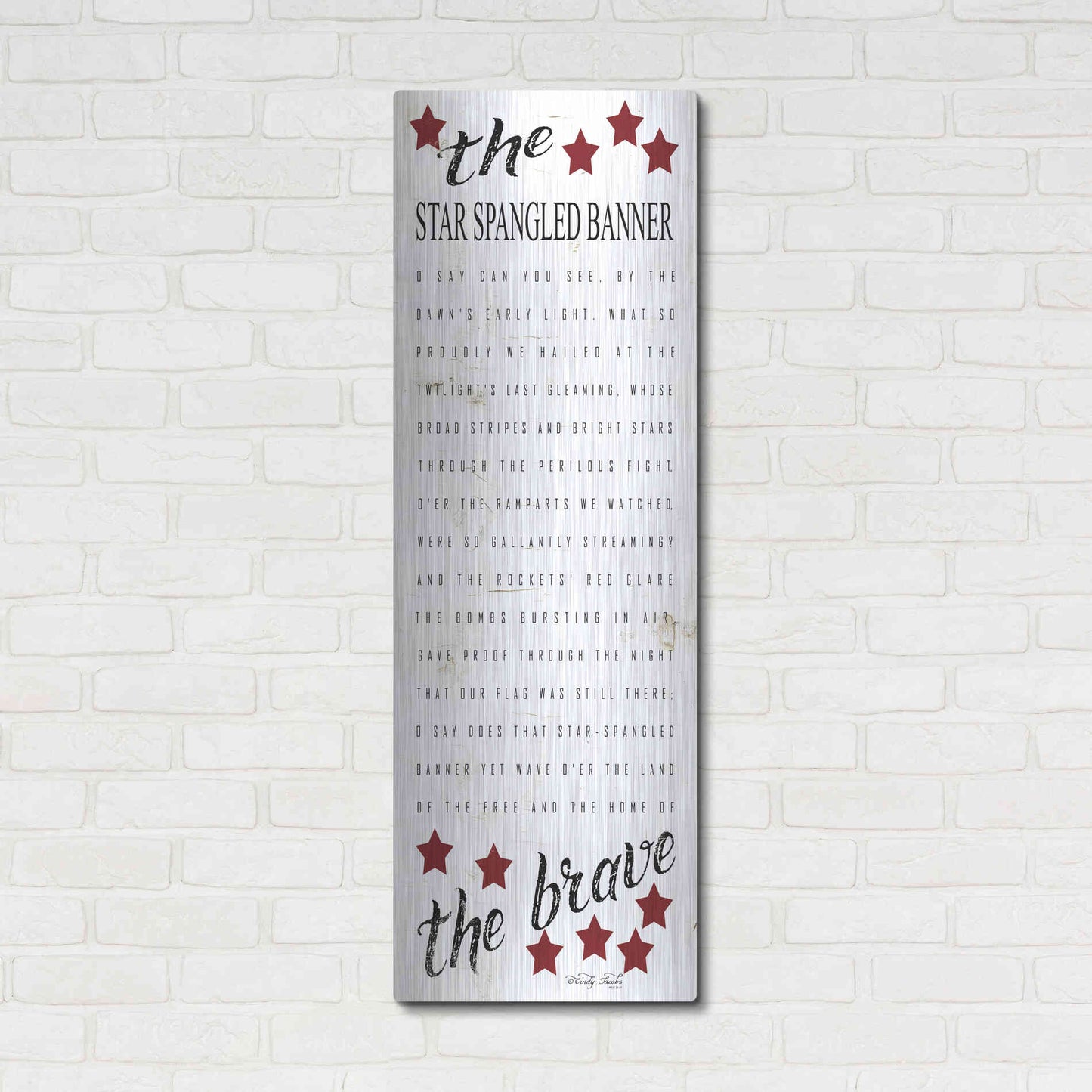 Luxe Metal Art 'The Star Spangled Banner' by Cindy Jacobs, Metal Wall Art,16x48