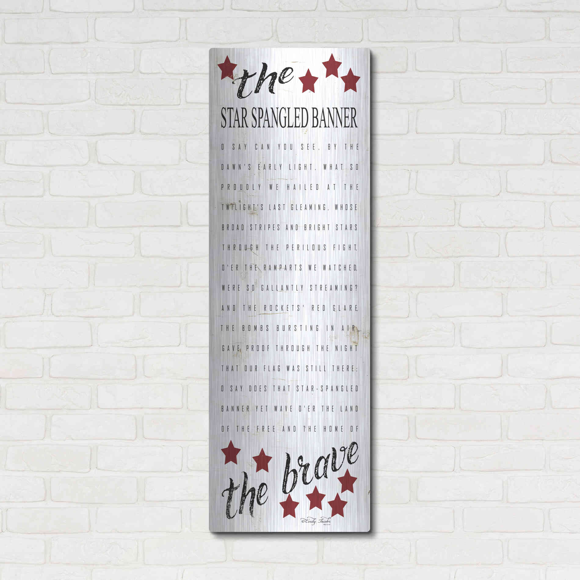 Luxe Metal Art 'The Star Spangled Banner' by Cindy Jacobs, Metal Wall Art,16x48