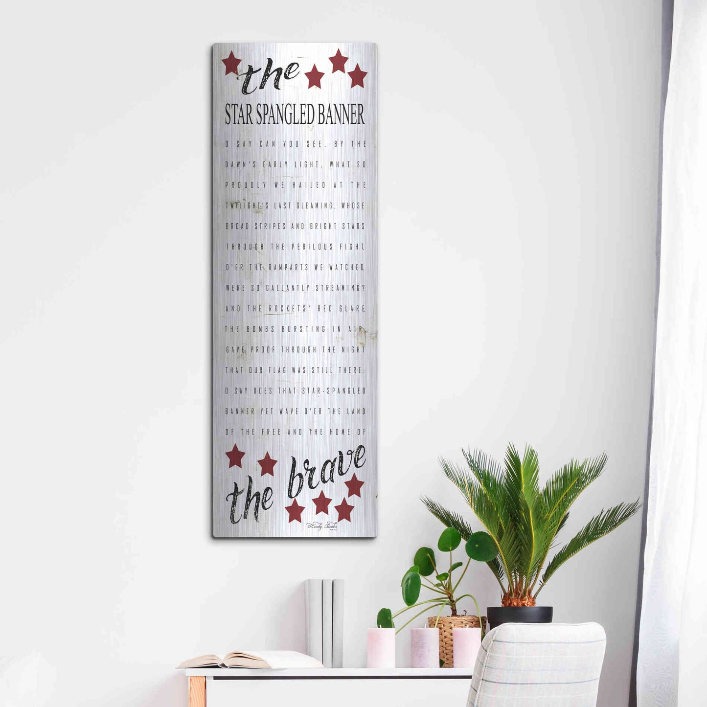 Luxe Metal Art 'The Star Spangled Banner' by Cindy Jacobs, Metal Wall Art,16x48