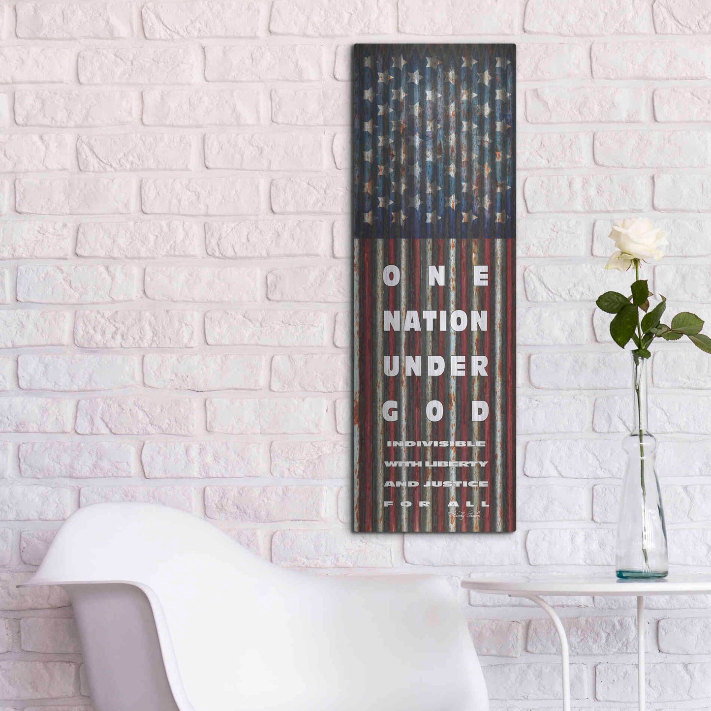 Luxe Metal Art 'One Nation Under God' by Cindy Jacobs, Metal Wall Art,12x36