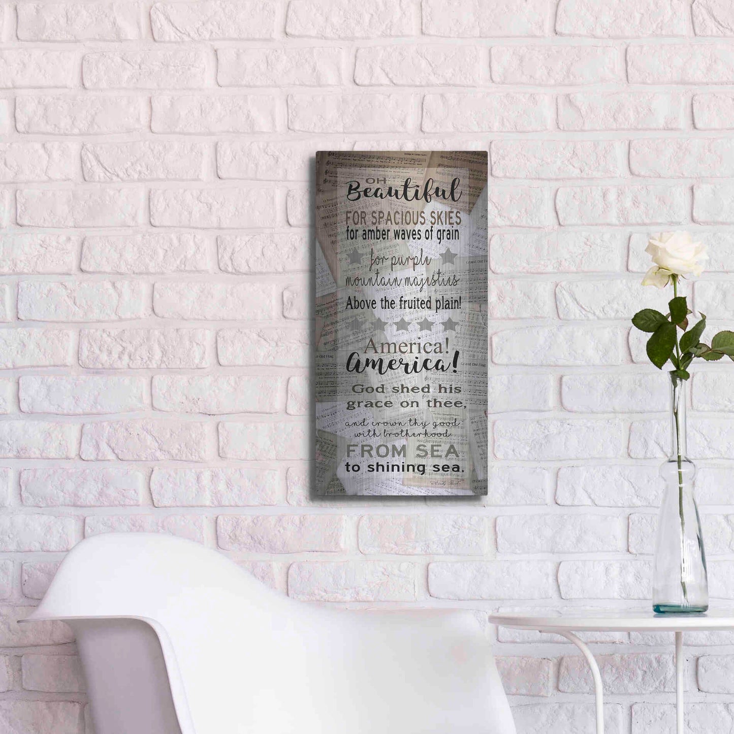 Luxe Metal Art 'Oh Beautiful' by Cindy Jacobs, Metal Wall Art,12x24