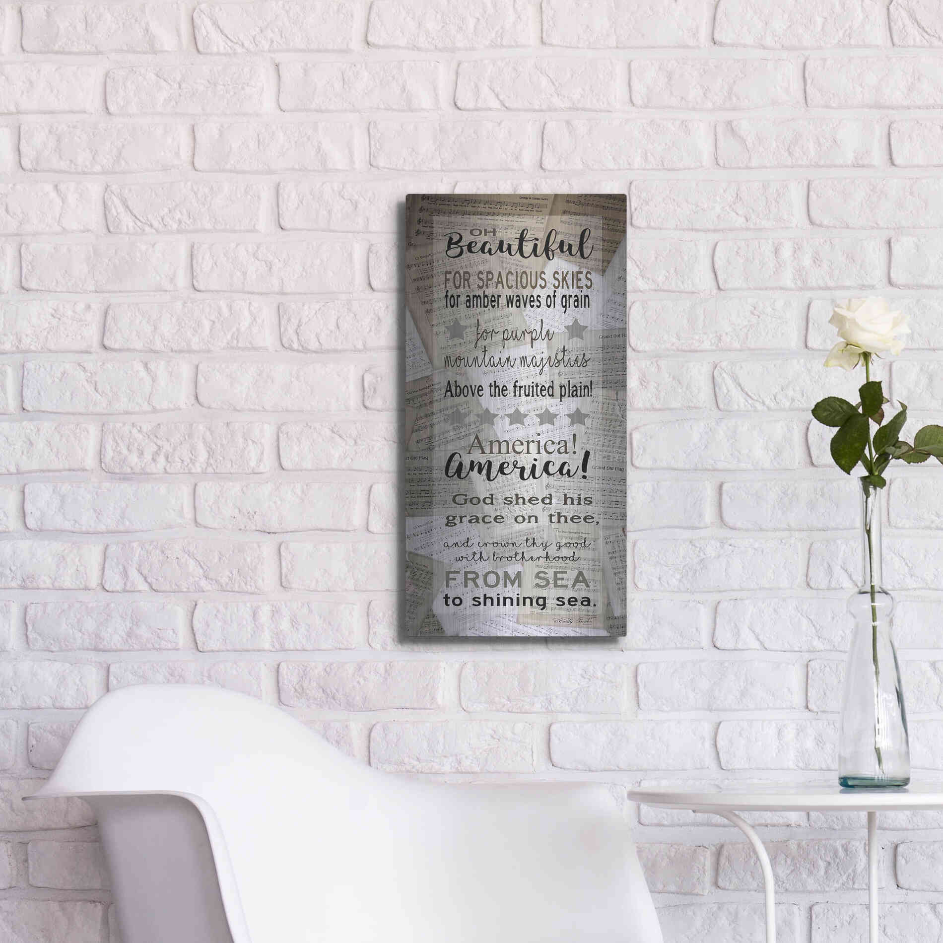 Luxe Metal Art 'Oh Beautiful' by Cindy Jacobs, Metal Wall Art,12x24