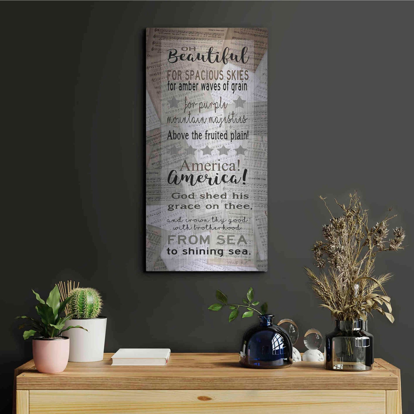 Luxe Metal Art 'Oh Beautiful' by Cindy Jacobs, Metal Wall Art,12x24