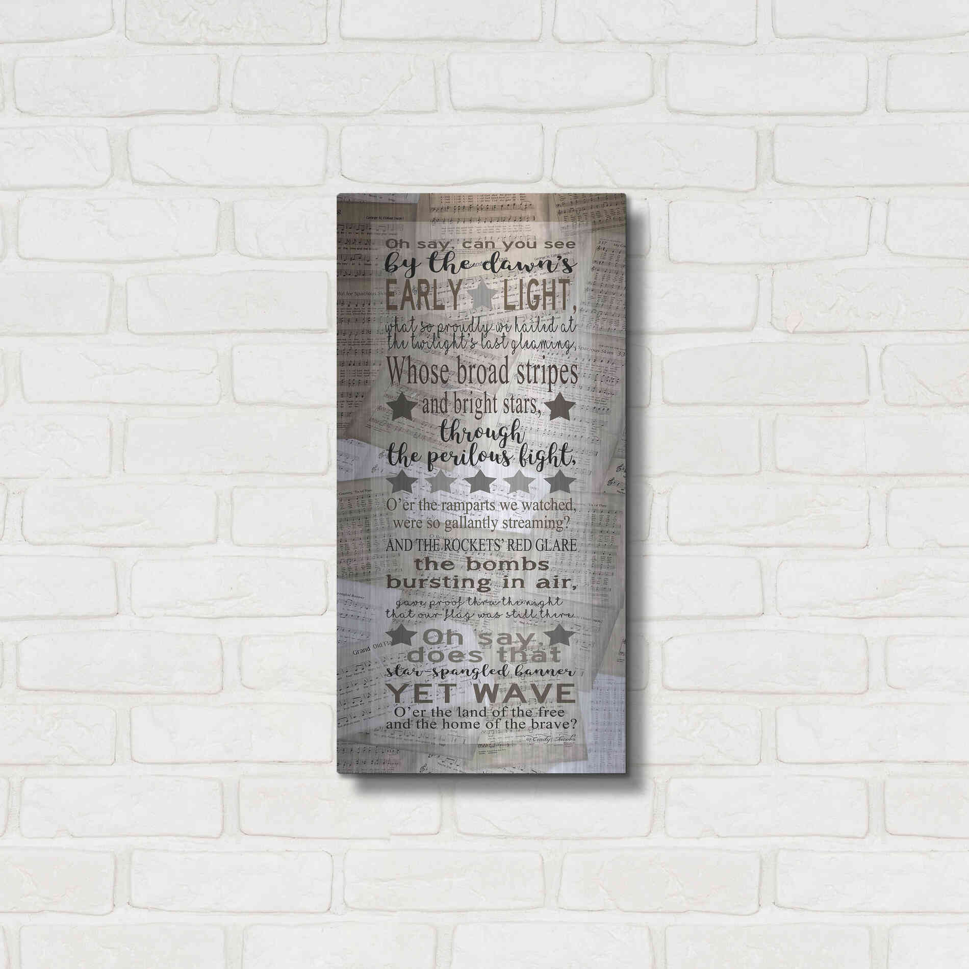 Luxe Metal Art 'Oh Say Can You See' by Cindy Jacobs, Metal Wall Art,12x24