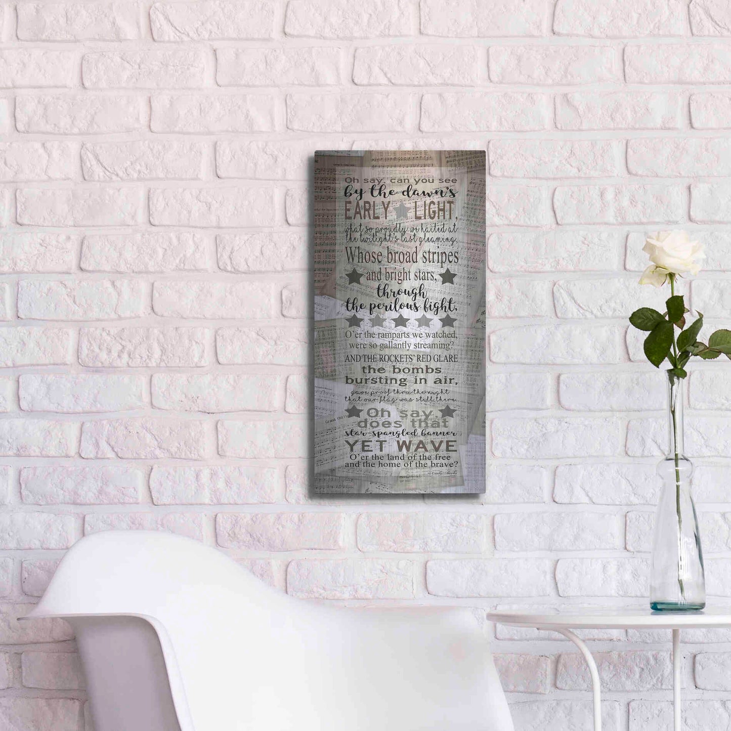 Luxe Metal Art 'Oh Say Can You See' by Cindy Jacobs, Metal Wall Art,12x24