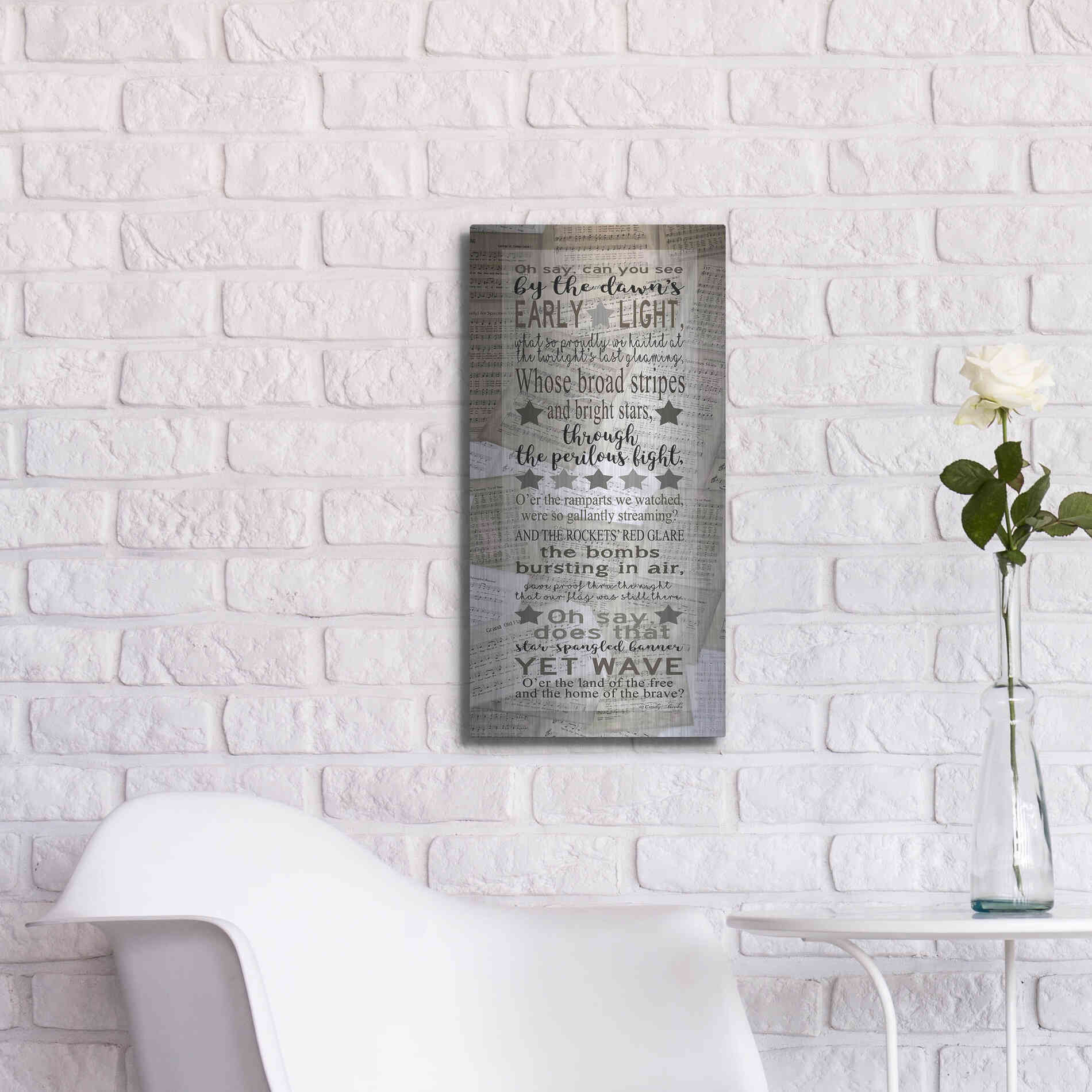 Luxe Metal Art 'Oh Say Can You See' by Cindy Jacobs, Metal Wall Art,12x24