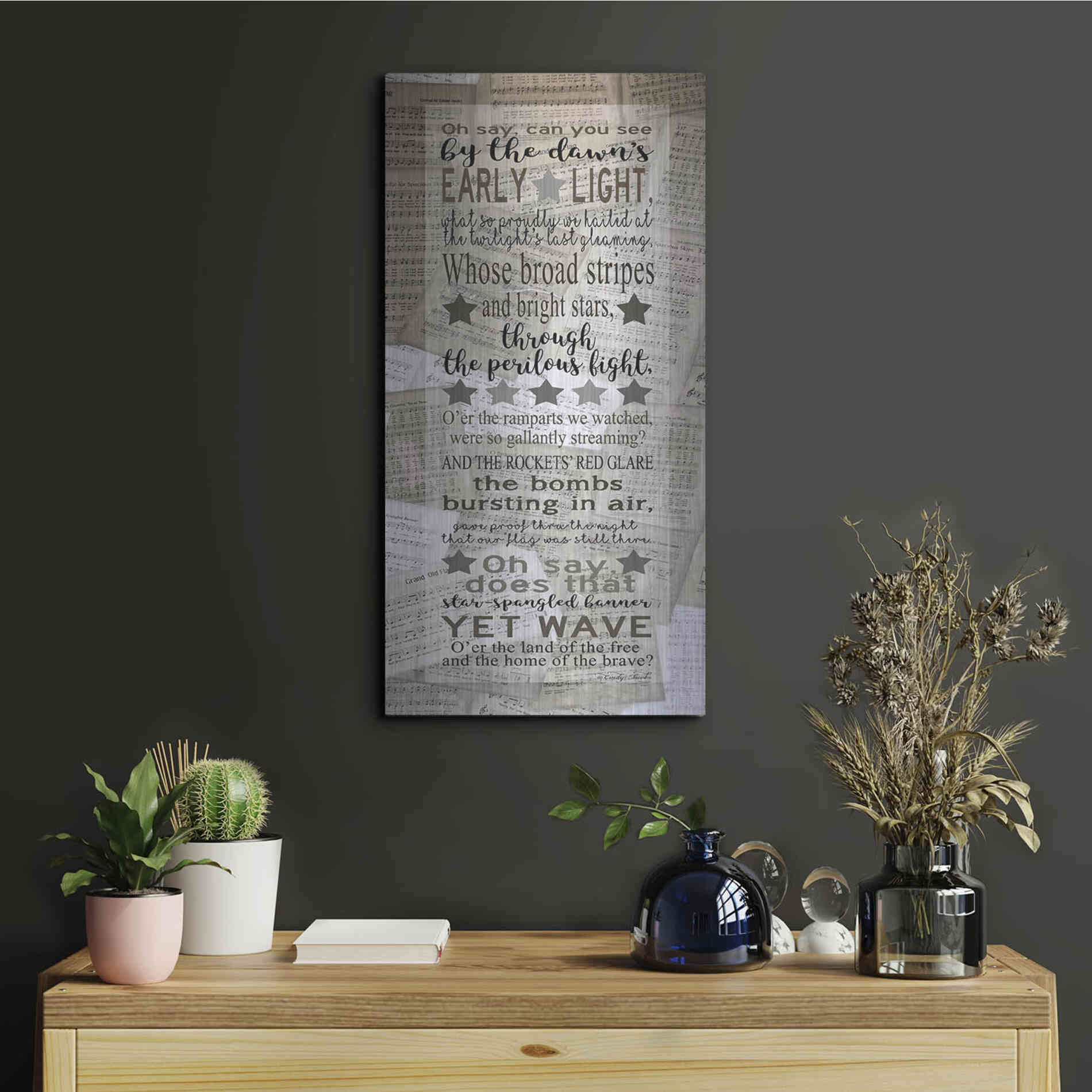 Luxe Metal Art 'Oh Say Can You See' by Cindy Jacobs, Metal Wall Art,12x24