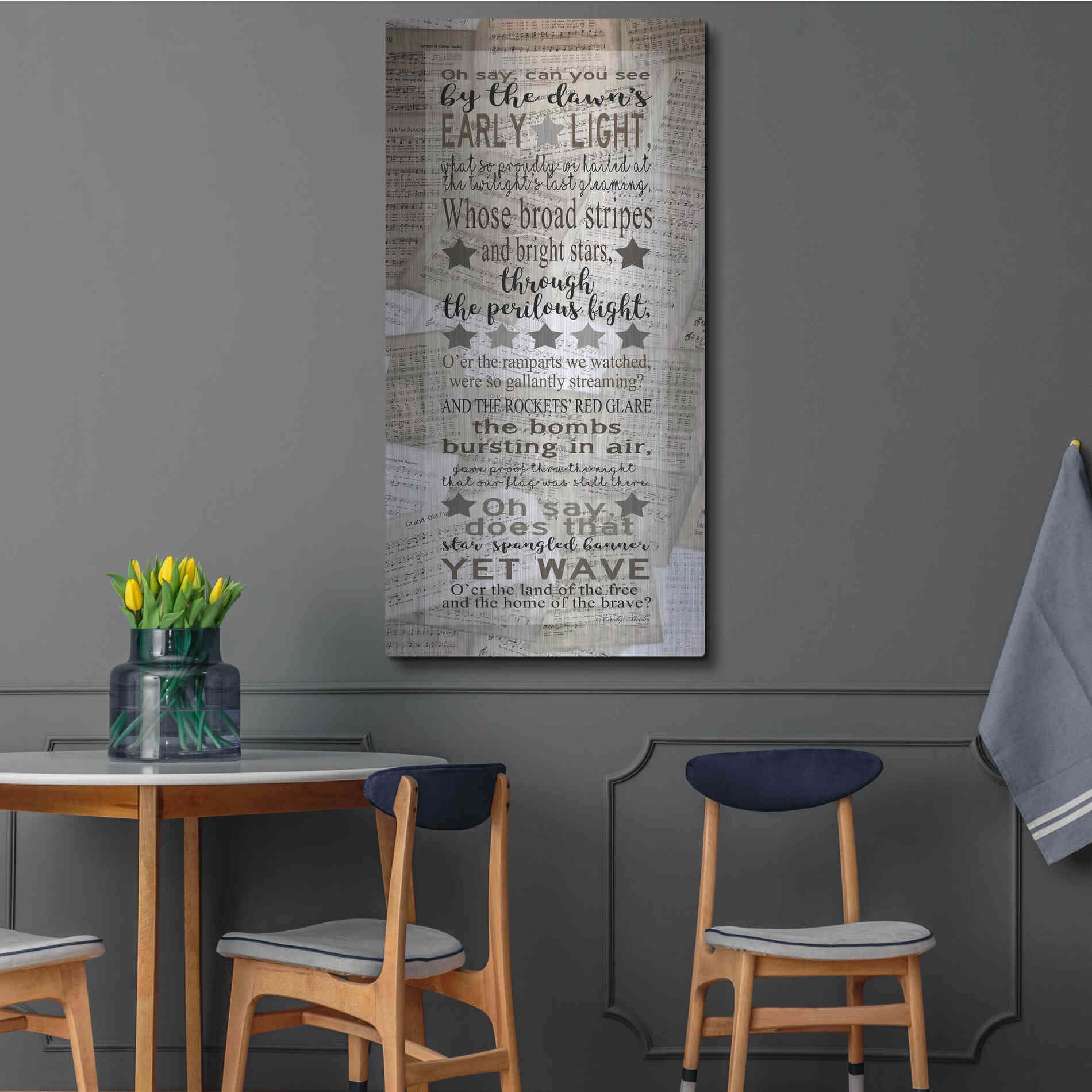 Luxe Metal Art 'Oh Say Can You See' by Cindy Jacobs, Metal Wall Art,24x48