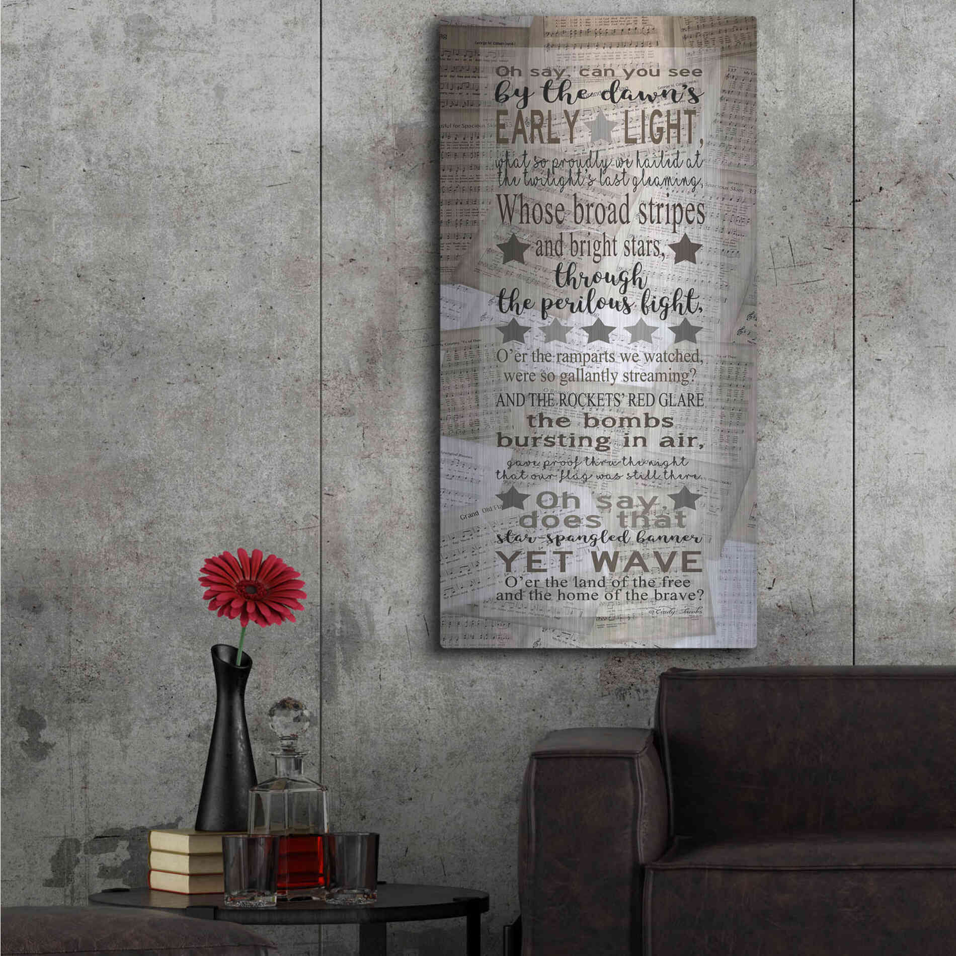 Luxe Metal Art 'Oh Say Can You See' by Cindy Jacobs, Metal Wall Art,24x48