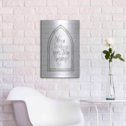 Luxe Metal Art 'Home is Where Your Story Begins Arch' by Cindy Jacobs, Metal Wall Art,16x24