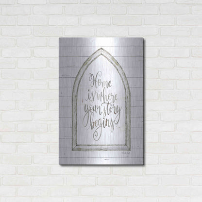 Luxe Metal Art 'Home is Where Your Story Begins Arch' by Cindy Jacobs, Metal Wall Art,24x36