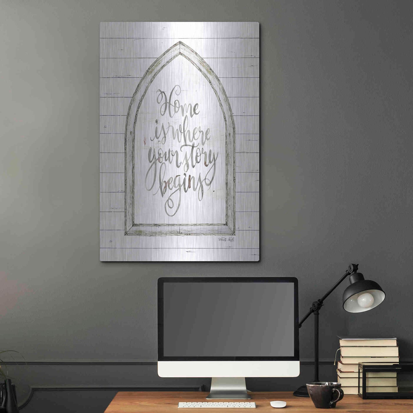 Luxe Metal Art 'Home is Where Your Story Begins Arch' by Cindy Jacobs, Metal Wall Art,24x36