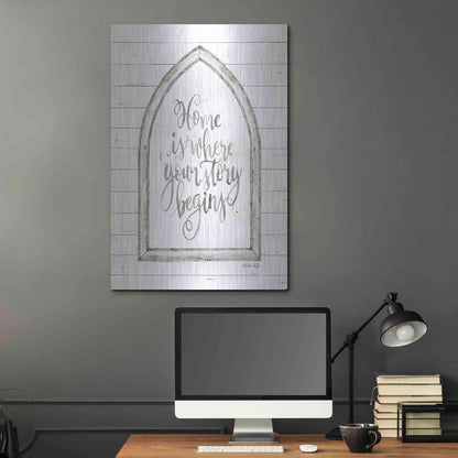 Luxe Metal Art 'Home is Where Your Story Begins Arch' by Cindy Jacobs, Metal Wall Art,24x36