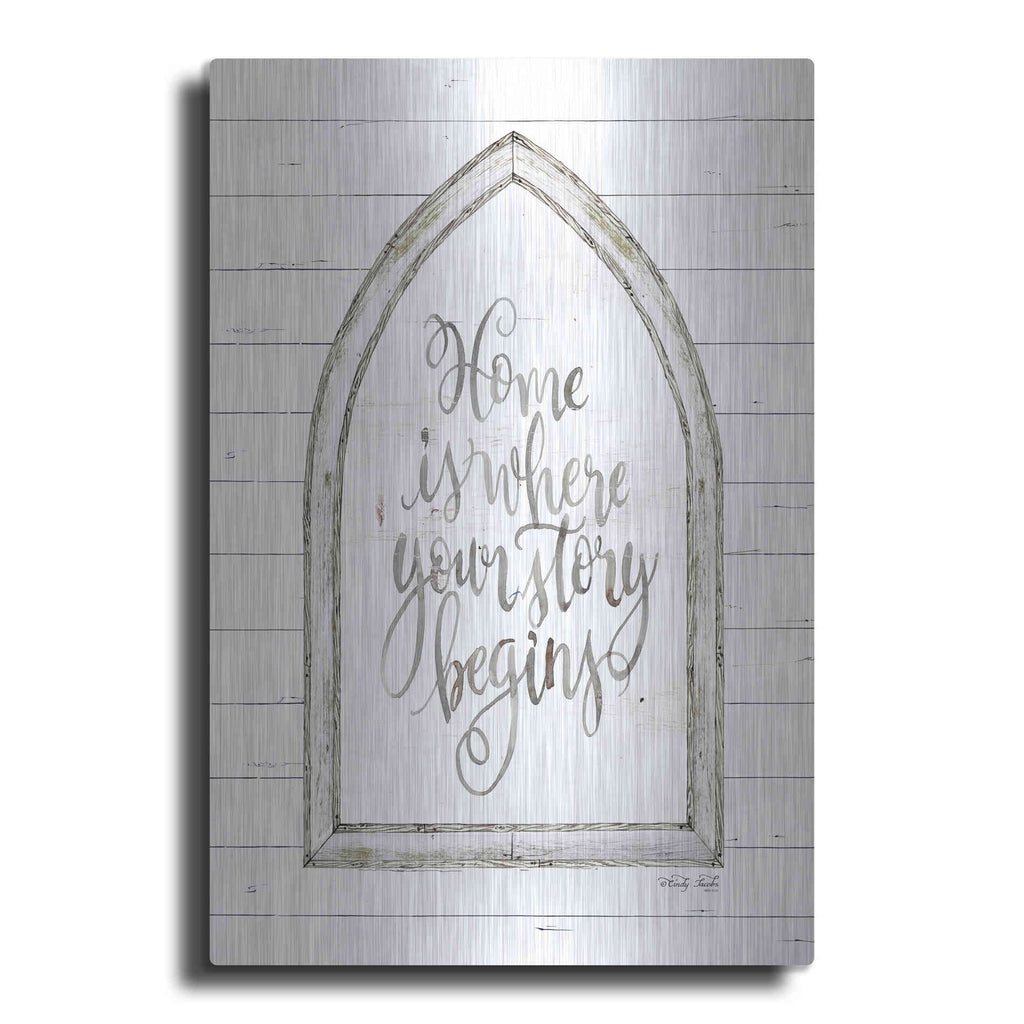 Luxe Metal Art 'Home is Where Your Story Begins Arch' by Cindy Jacobs, Metal Wall Art
