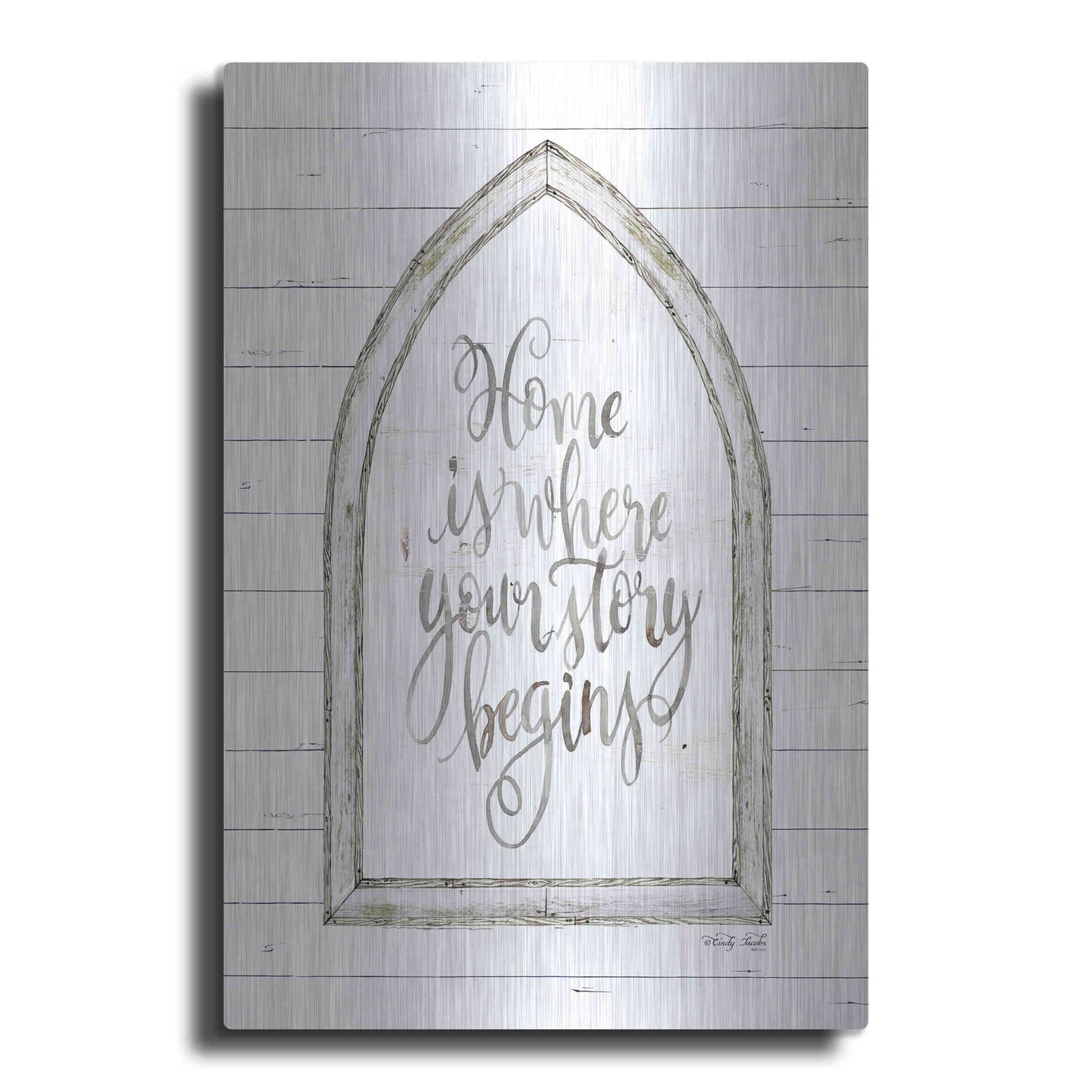 Luxe Metal Art 'Home is Where Your Story Begins Arch' by Cindy Jacobs, Metal Wall Art