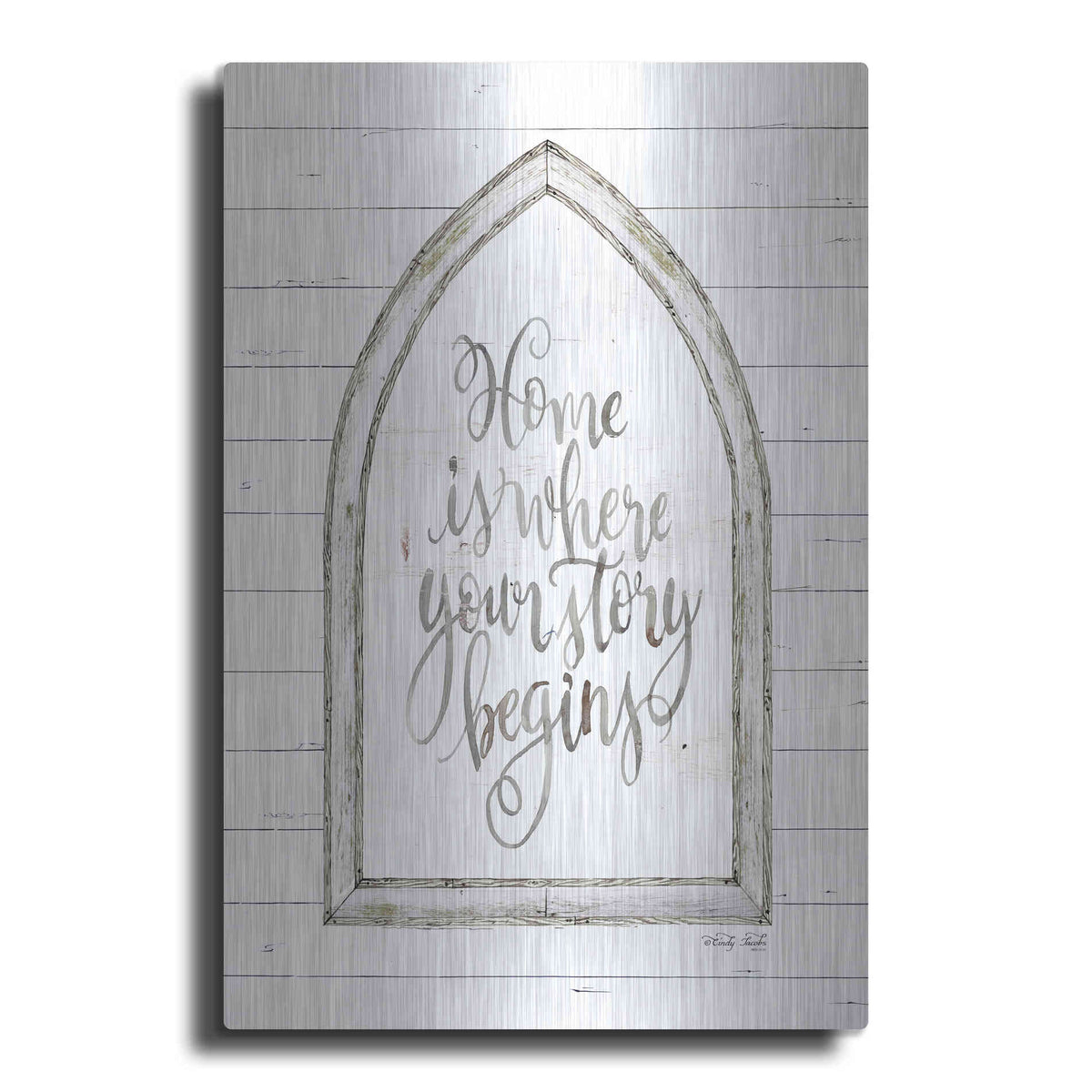 Luxe Metal Art 'Home is Where Your Story Begins Arch' by Cindy Jacobs, Metal Wall Art