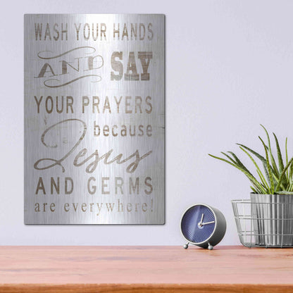 Luxe Metal Art 'Wash Your Hands' by Cindy Jacobs, Metal Wall Art,12x16