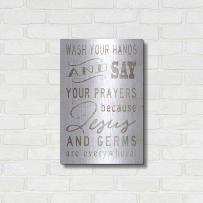 Luxe Metal Art 'Wash Your Hands' by Cindy Jacobs, Metal Wall Art,16x24