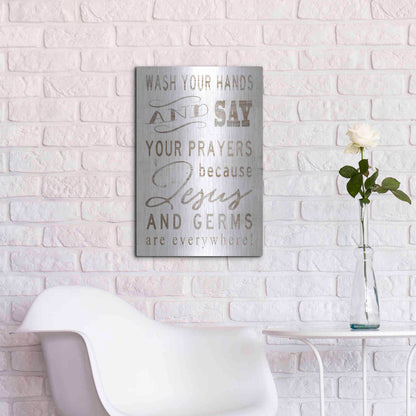 Luxe Metal Art 'Wash Your Hands' by Cindy Jacobs, Metal Wall Art,16x24