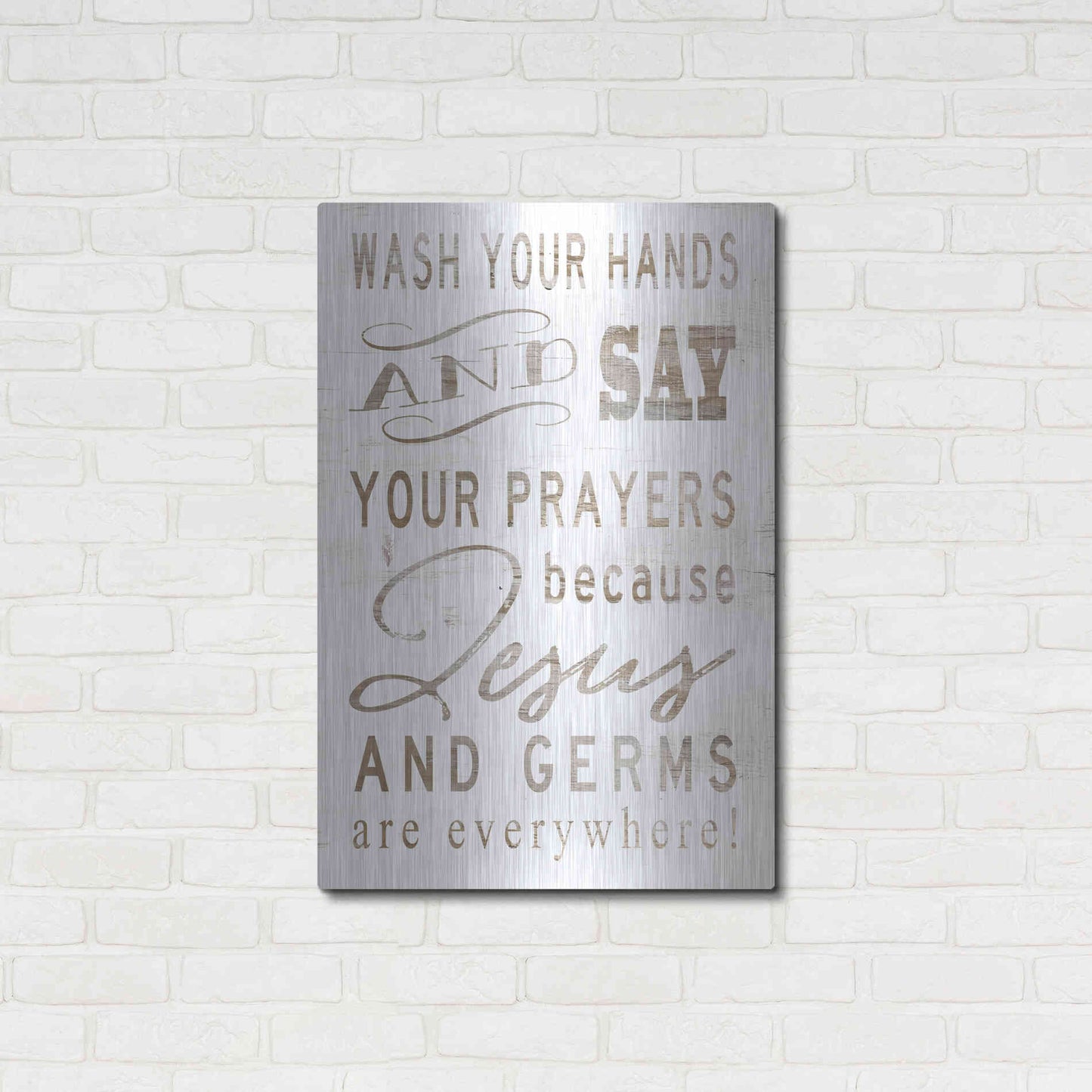 Luxe Metal Art 'Wash Your Hands' by Cindy Jacobs, Metal Wall Art,24x36