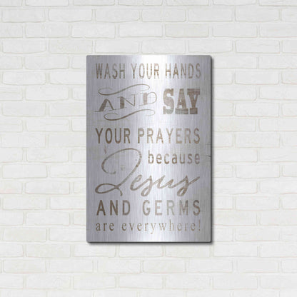 Luxe Metal Art 'Wash Your Hands' by Cindy Jacobs, Metal Wall Art,24x36