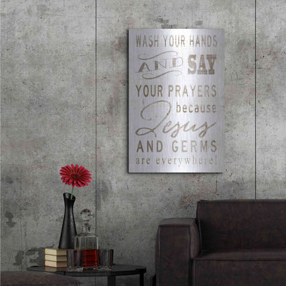 Luxe Metal Art 'Wash Your Hands' by Cindy Jacobs, Metal Wall Art,24x36