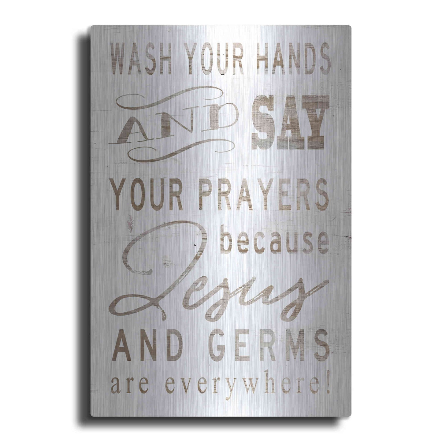 Luxe Metal Art 'Wash Your Hands' by Cindy Jacobs, Metal Wall Art