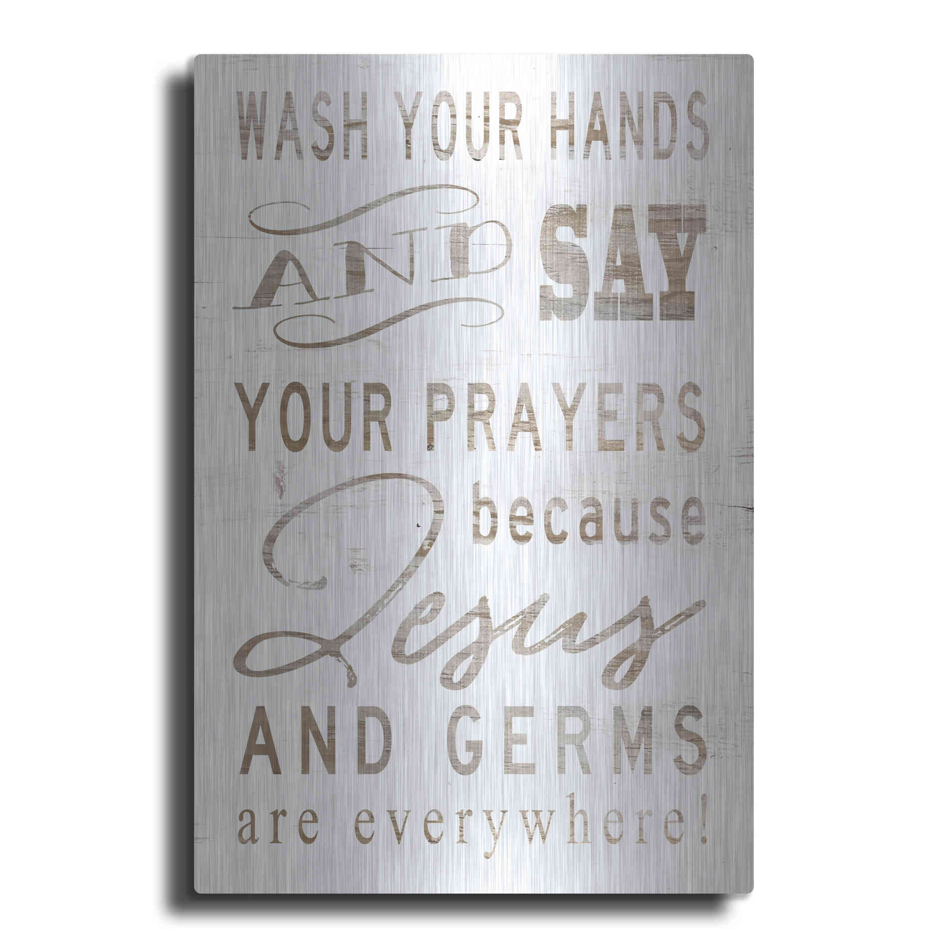Luxe Metal Art 'Wash Your Hands' by Cindy Jacobs, Metal Wall Art