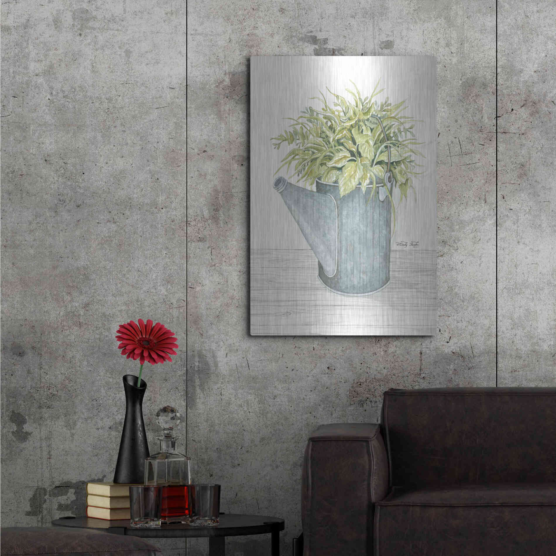 Luxe Metal Art 'Galvanized Watering Can' by Cindy Jacobs, Metal Wall Art,24x36