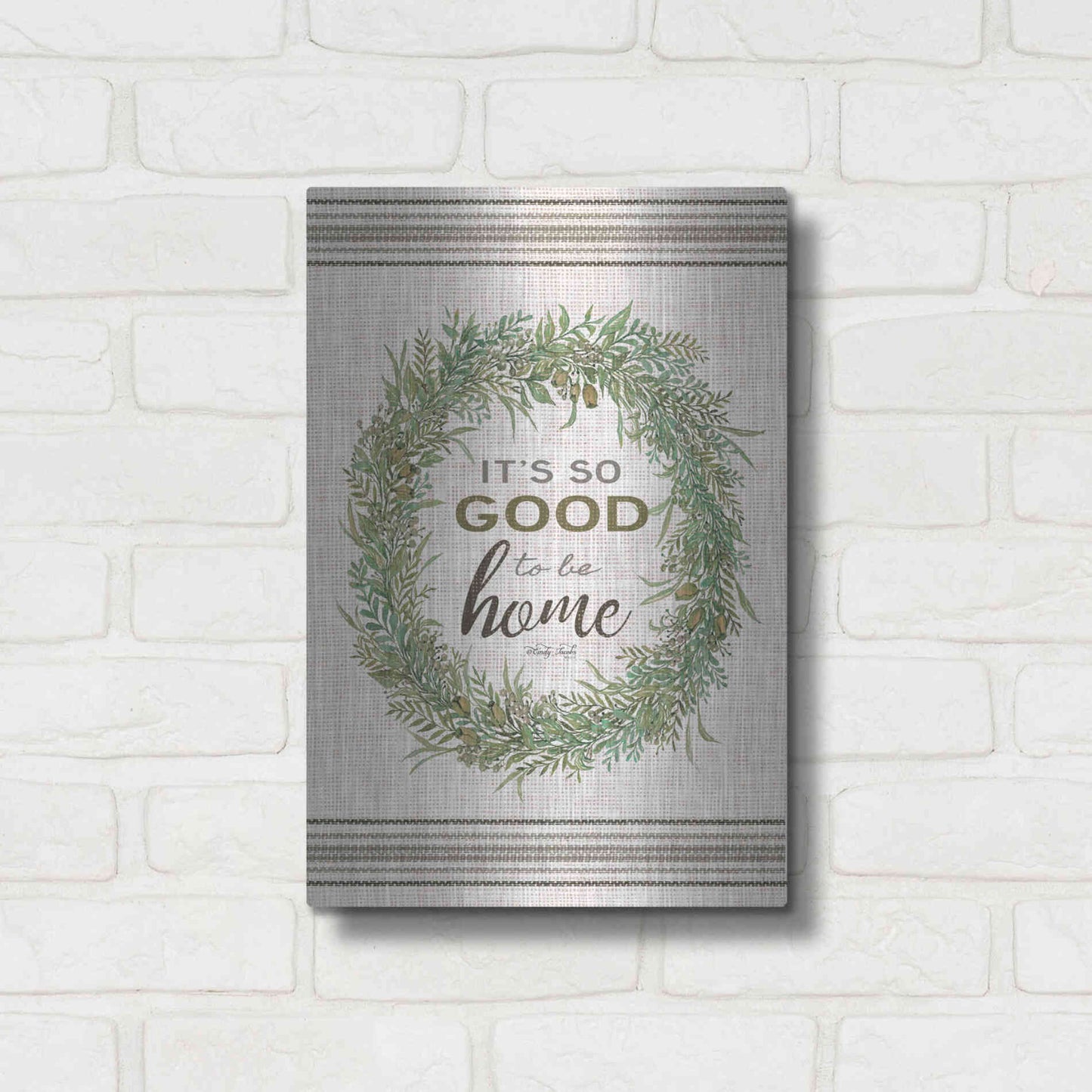 Luxe Metal Art 'It's So Good Wreath' by Cindy Jacobs, Metal Wall Art,12x16