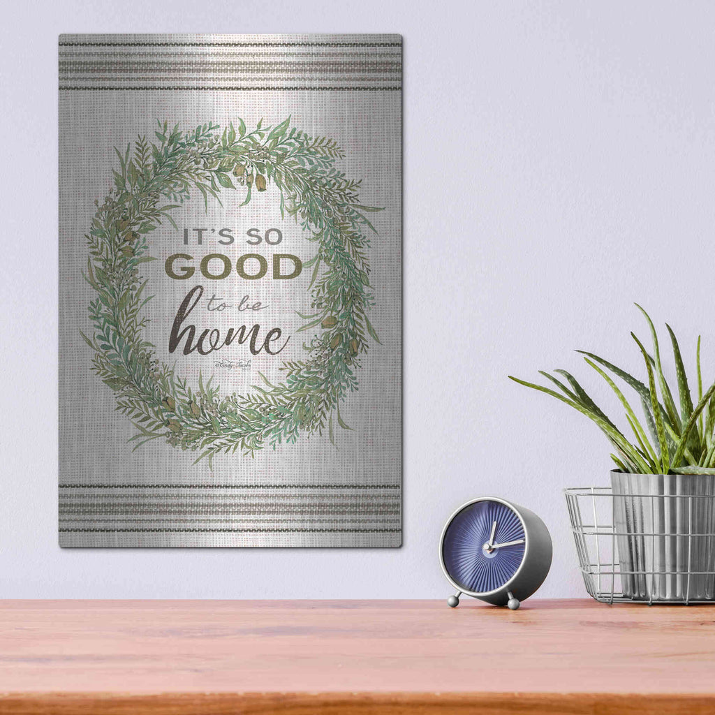 Luxe Metal Art 'It's So Good Wreath' by Cindy Jacobs, Metal Wall Art,12x16
