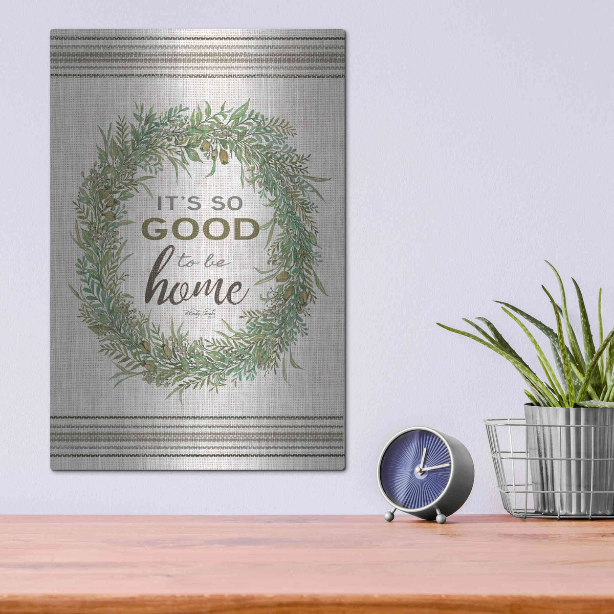 Luxe Metal Art 'It's So Good Wreath' by Cindy Jacobs, Metal Wall Art,12x16