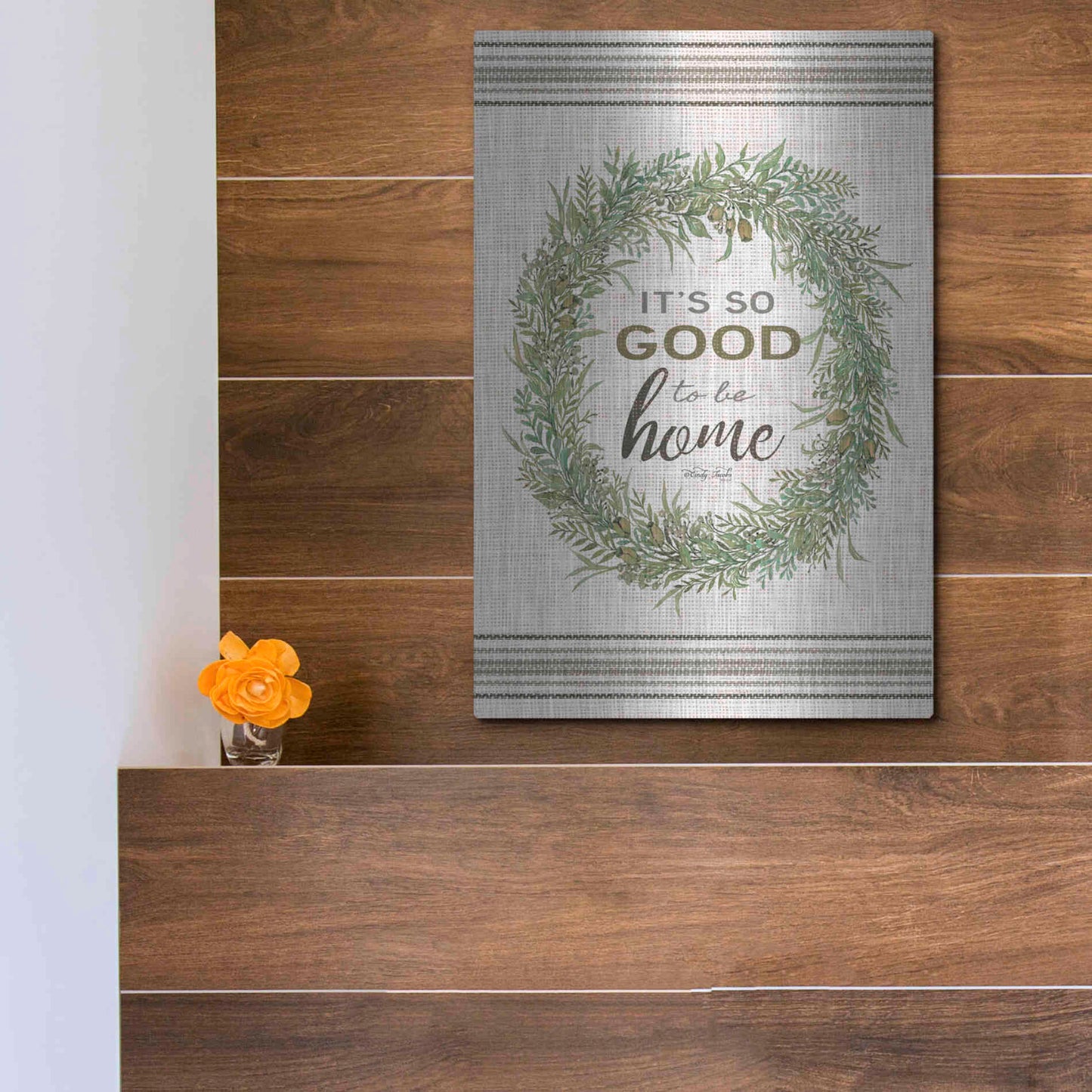 Luxe Metal Art 'It's So Good Wreath' by Cindy Jacobs, Metal Wall Art,12x16