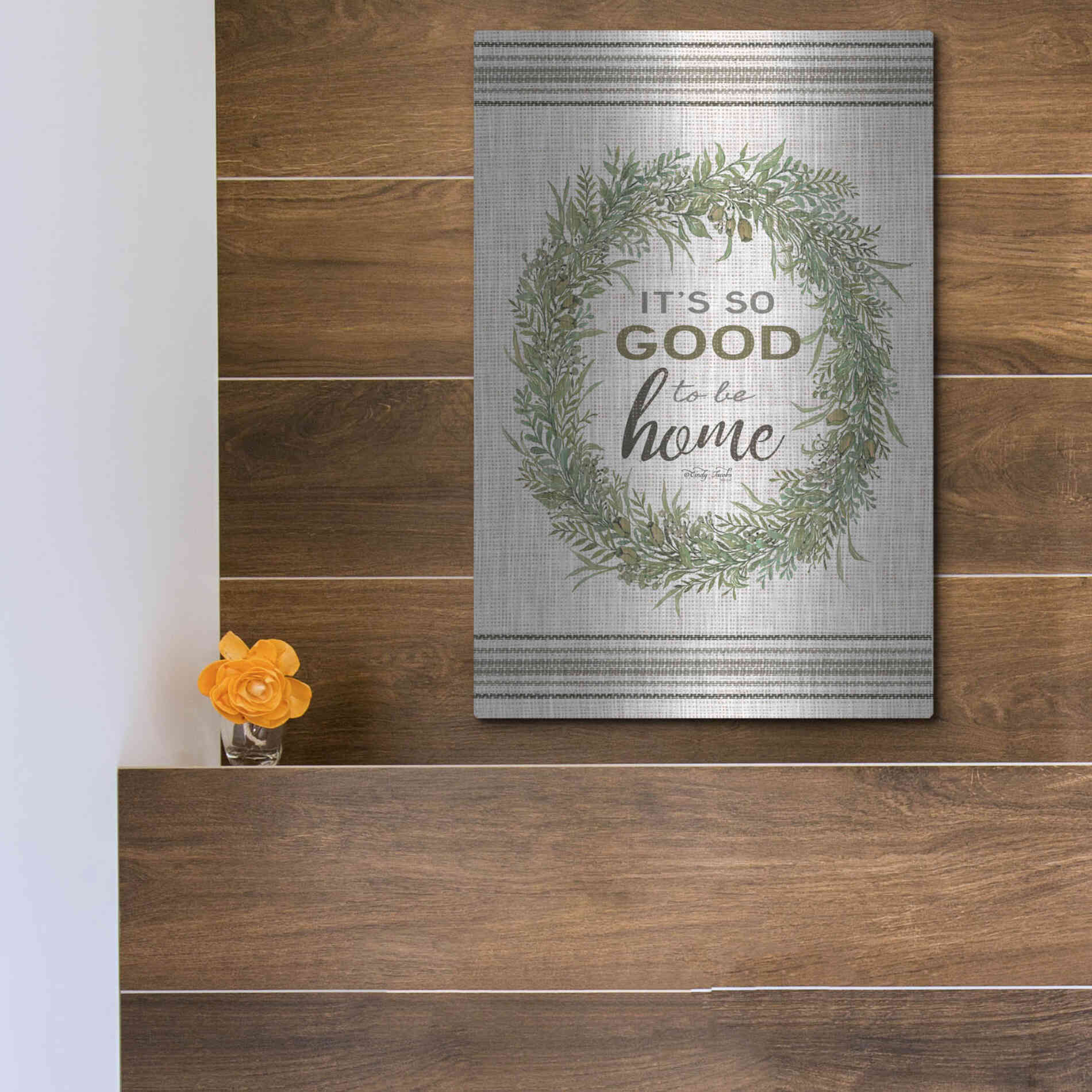 Luxe Metal Art 'It's So Good Wreath' by Cindy Jacobs, Metal Wall Art,12x16