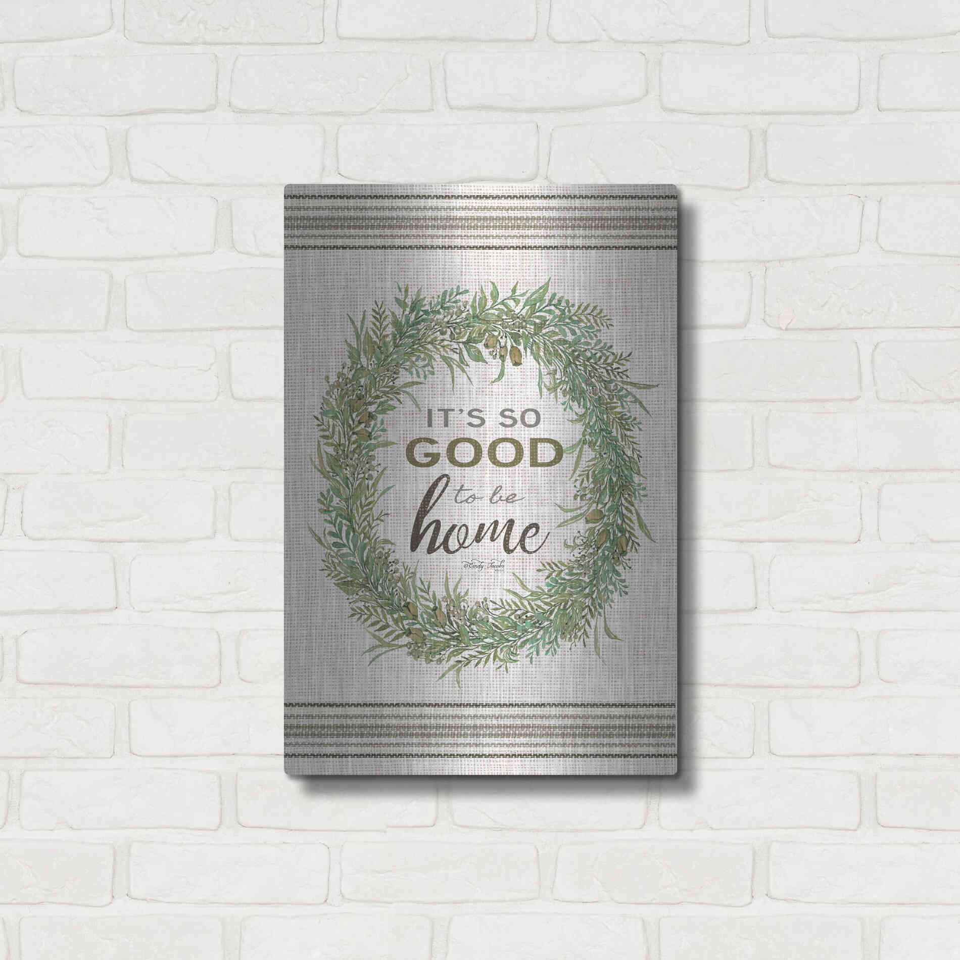 Luxe Metal Art 'It's So Good Wreath' by Cindy Jacobs, Metal Wall Art,16x24