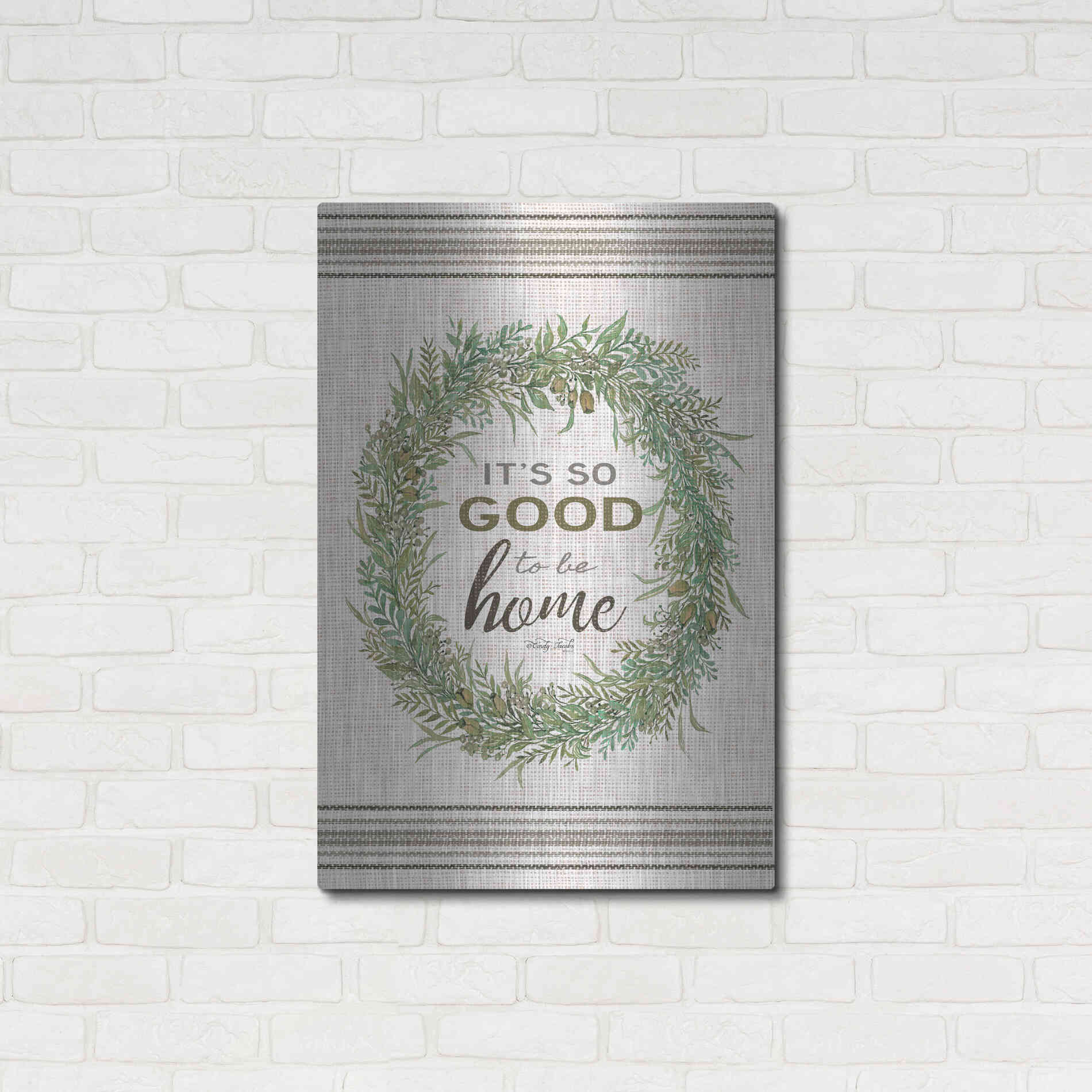 Luxe Metal Art 'It's So Good Wreath' by Cindy Jacobs, Metal Wall Art,24x36