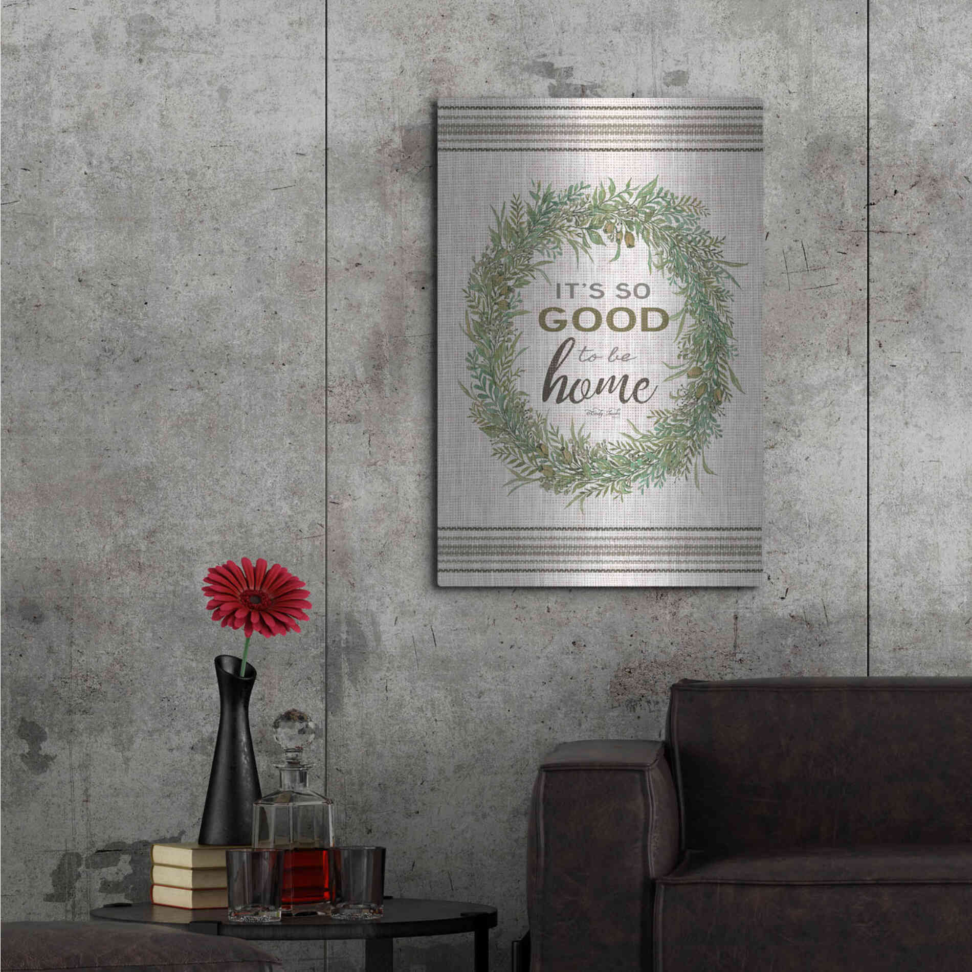 Luxe Metal Art 'It's So Good Wreath' by Cindy Jacobs, Metal Wall Art,24x36