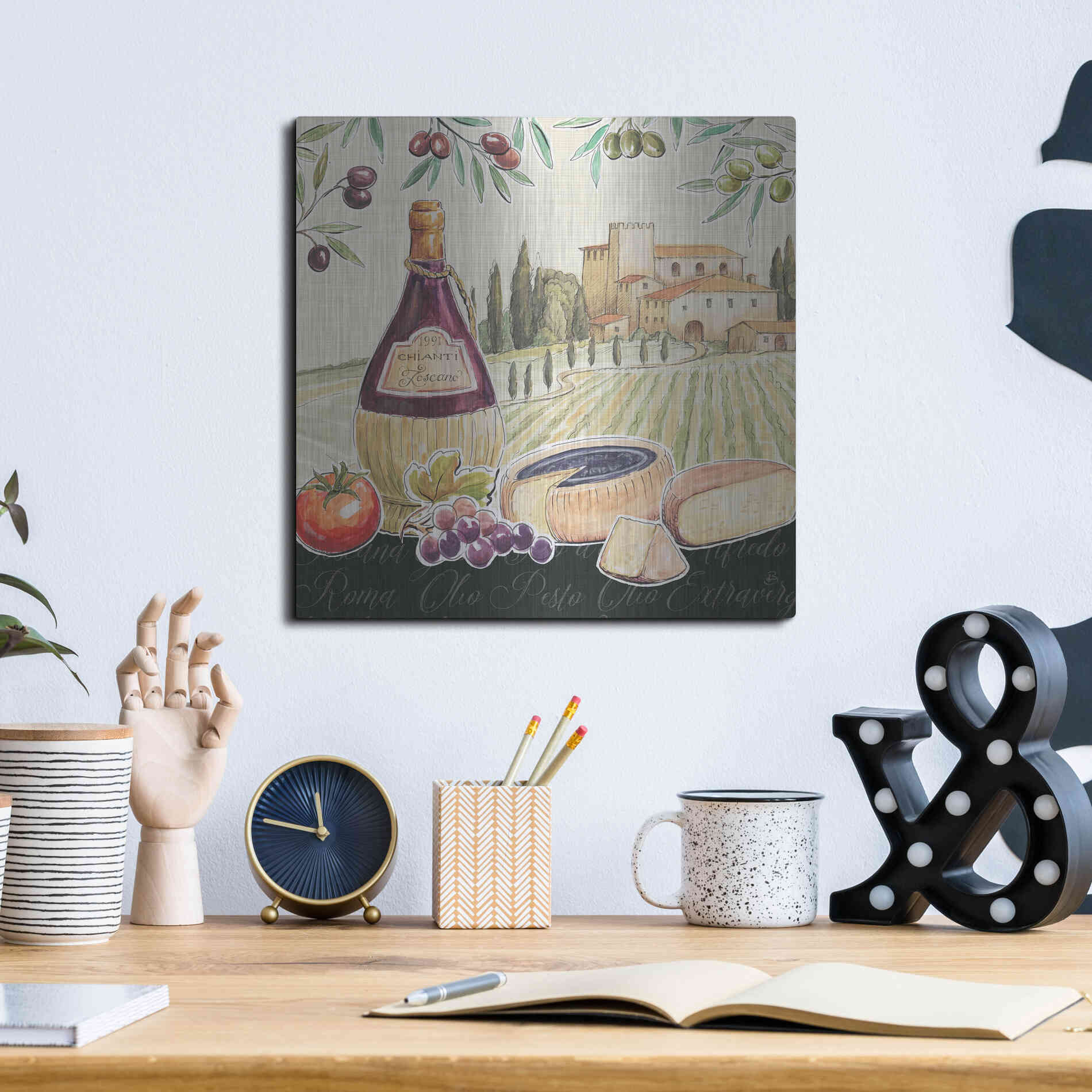 Luxe Metal Art 'Tuscan Flavor II' by Daphne Brissonet, Metal Wall Art,12x12