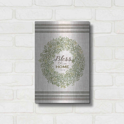 Luxe Metal Art 'Bless This Home Wreath' by Cindy Jacobs, Metal Wall Art,12x16