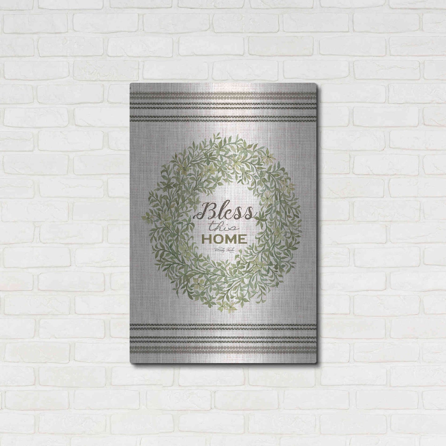 Luxe Metal Art 'Bless This Home Wreath' by Cindy Jacobs, Metal Wall Art,24x36