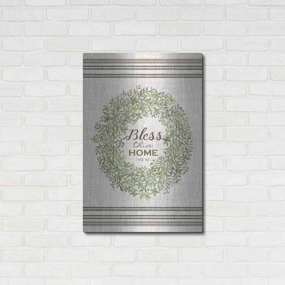 Luxe Metal Art 'Bless This Home Wreath' by Cindy Jacobs, Metal Wall Art,24x36