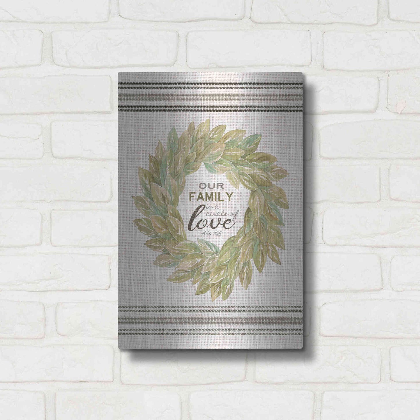 Luxe Metal Art 'Our Family Wreath' by Cindy Jacobs, Metal Wall Art,12x16