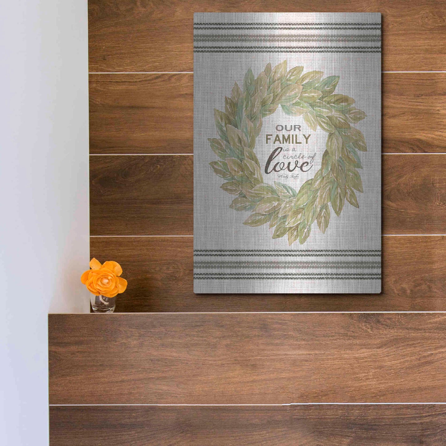 Luxe Metal Art 'Our Family Wreath' by Cindy Jacobs, Metal Wall Art,12x16