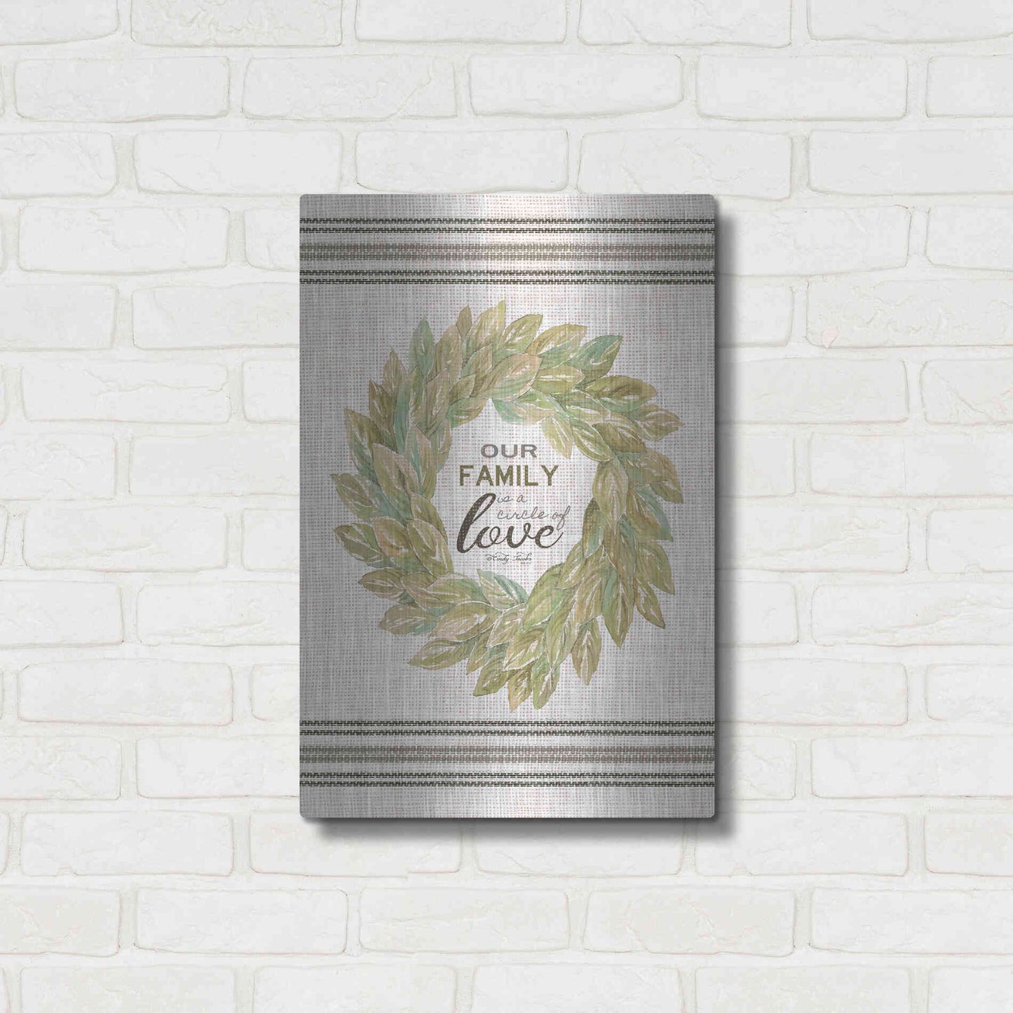 Luxe Metal Art 'Our Family Wreath' by Cindy Jacobs, Metal Wall Art,16x24