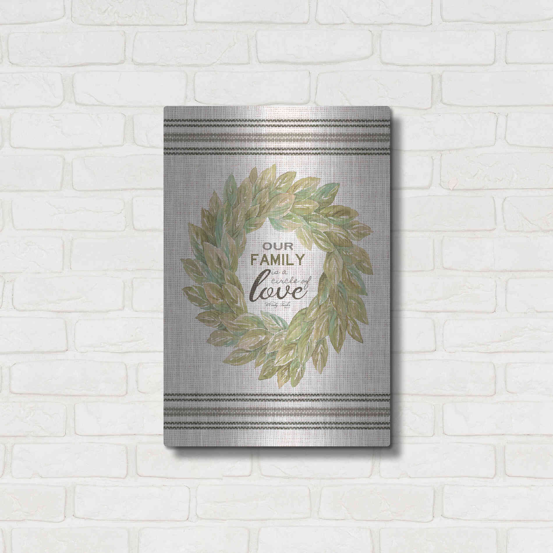 Luxe Metal Art 'Our Family Wreath' by Cindy Jacobs, Metal Wall Art,16x24